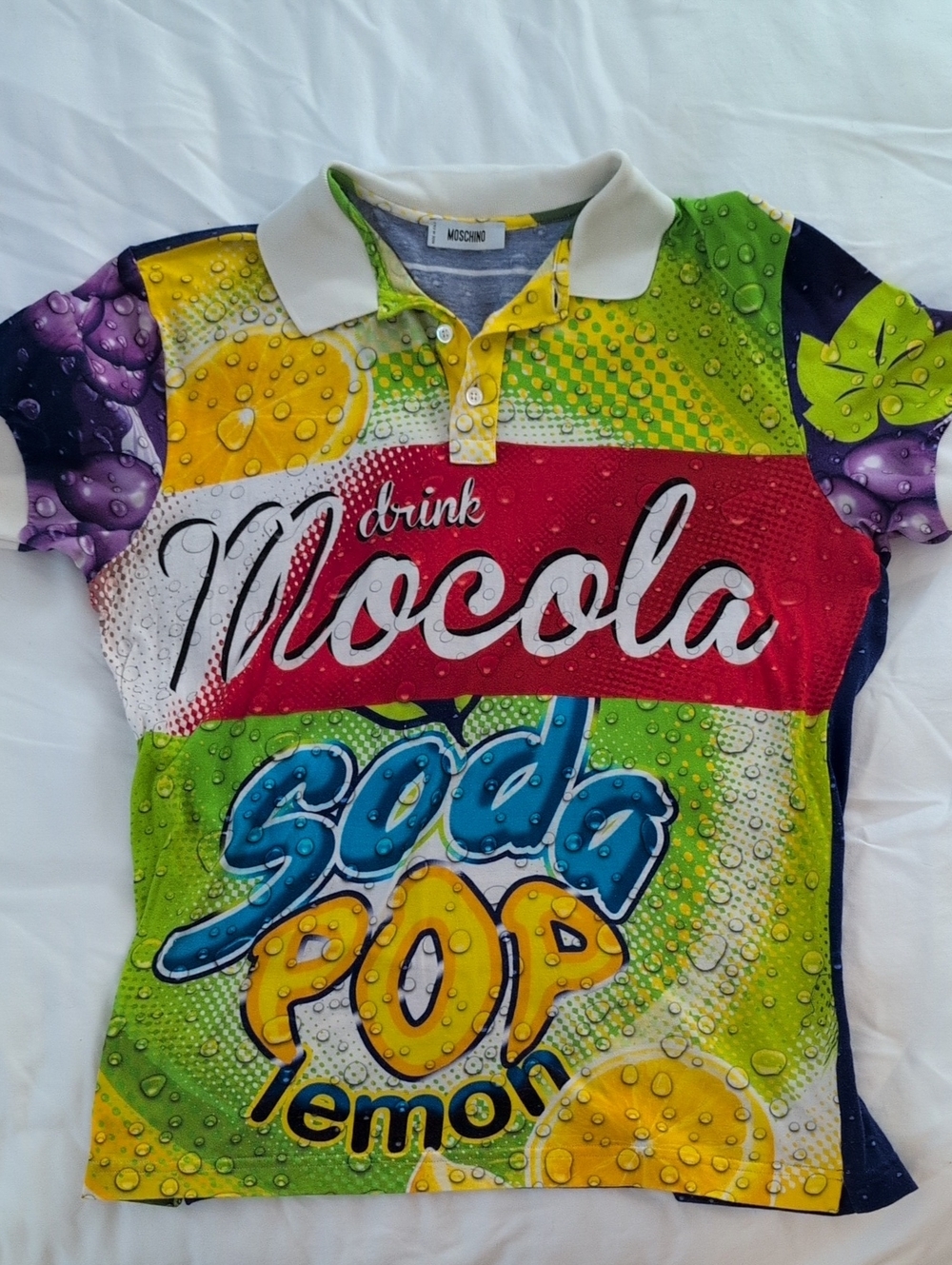 Moschino 'Mocola Soda Pop' Graphic Polo, Size 50